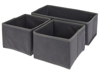 organizér 28x14x11cm, 14x14x11cm, 3kusy, šedý pevný textil