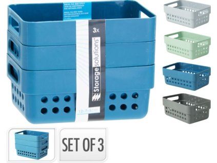košík 3ks, 350ml, 7,5x11,2x5cm mix barev, plast