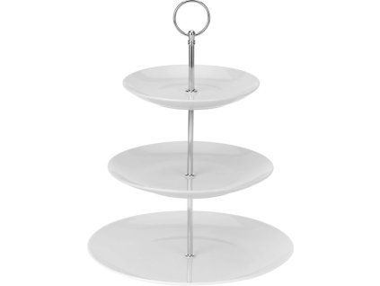 etažér 3patra,  d16,5/20/25, v.35cm, porcelán/Cr