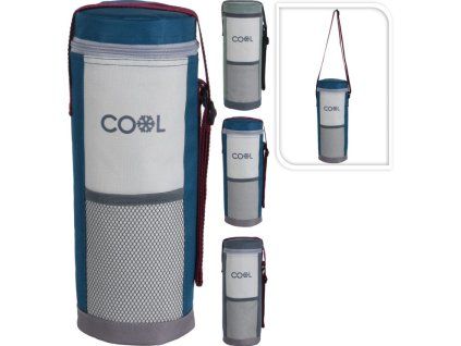 taška chlad.  1,5l, 3barvy, COOL, na láhev, popruh přes ram., textil