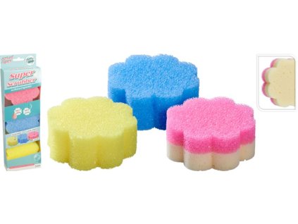 houba SCRUBBER 3ks, 3barvy (v teplé vodě měkne), PUR pěna