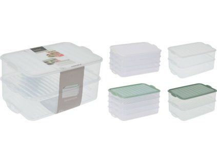 box-sada, 2 druhy (4x0,75l nebo 2x1,6l), 23x15,5x12,5cm, mix barev, transp. plast