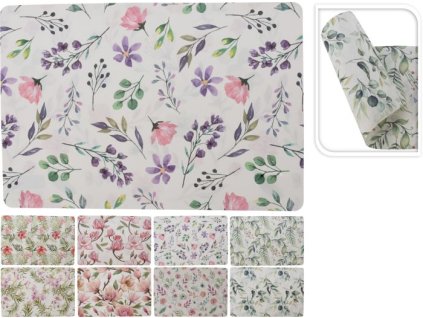 prostírání 43,5x29x cm, KVĚTY, mix druhů, plast
