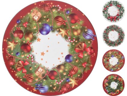 podnos d33cm, vánoční motiv, 4dekory, plast