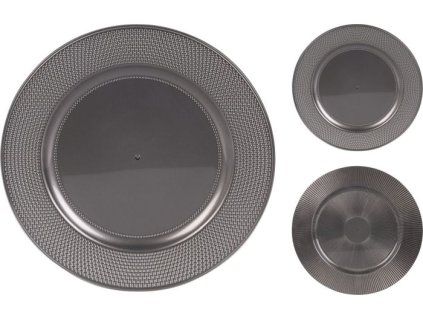 podnos d33cm, STŘÍBRNÝ, plast