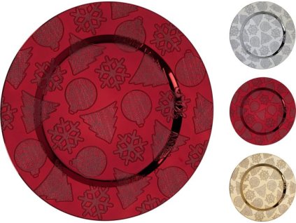 podnos d33cm, VÁNOČNÍ, plast, mix barev