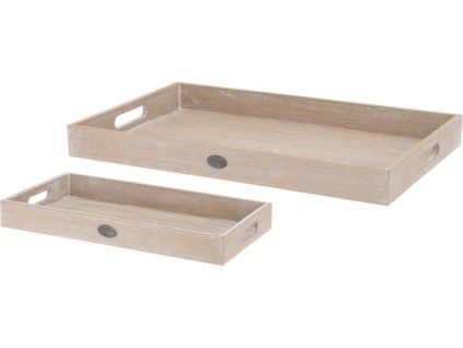 podnos 2ks, 48x30x4,5cm, 34x20x4cm, servírovací, dřevo 35 31764