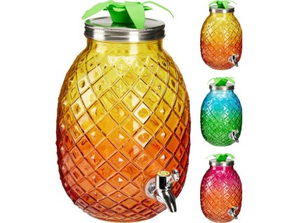 láhev 4,5l, sklo s kohoutem, ANANAS-3barvy