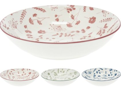 talíř d20cm hluboký, KVÍTÍ, mix barev, porcelán