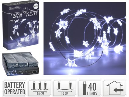 řetěz 195cm, 40LED, vnitřní, bílé led