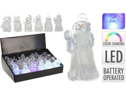 figurka VÁNOČNÍ 8,5cm, LED osv., 6 druhů, plast