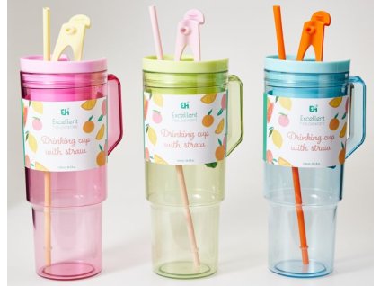 hrnek 1000ml, 3barvy, brčko, d9,8x26,5cm, AKRYLON, plast