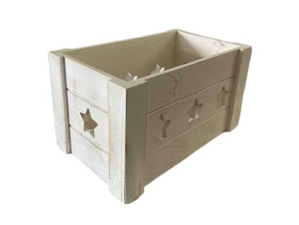 bedýnka 25x15x14cm, HVĚZDY, bílá, dřevo
