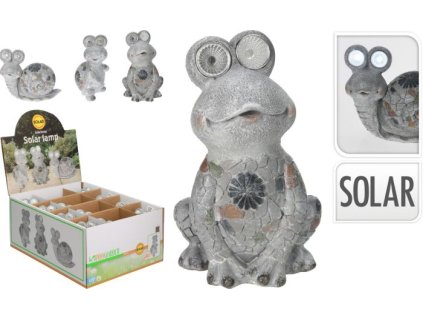 svítilna solární 3DRUHY, ZVÍŘÁTKA šedá, polystone