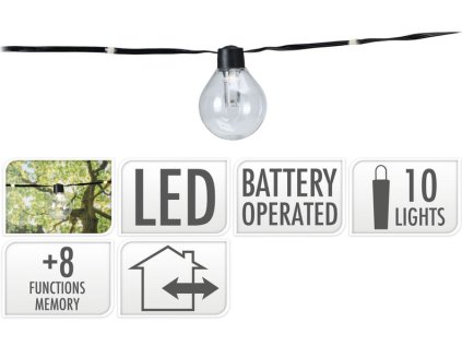 řetěz 2,4m, PÁRTY "ŽÁROVKA", 10LED, na baterie