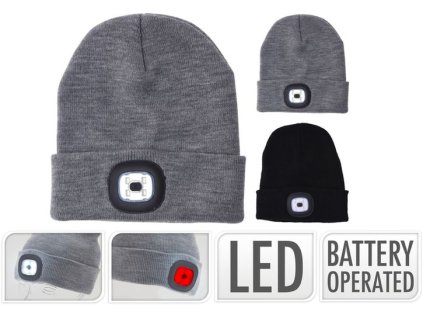 čepice s LED světlem, 2 barvy, na baterie