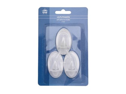 háček- 3ks-TRANSPARENT, 5cm, samolep., plast