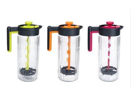 džbán 1,46l,  hladká, 2BARVY, míchadlo, sklo/plast