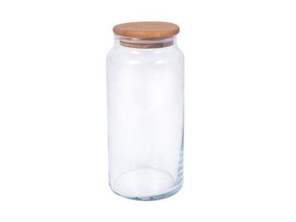 dóza 1,40l, d10x21,5cm, sklo/bambus víko