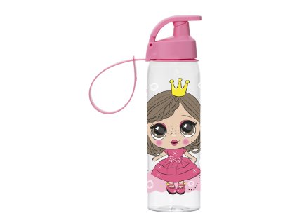 láhev 0,50l PRINCEZNA, růžová, nápitka, kryt, dětská, plast