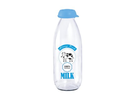 láhev 1,0l na mléko, ALWAYS FRESH, plast.uzávěr, sklo
