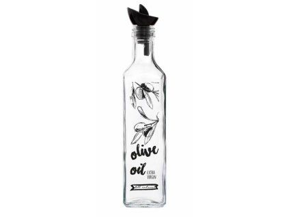 láhev 0,50l OLIVE OIL, čtverc.sklo, nálevka plast