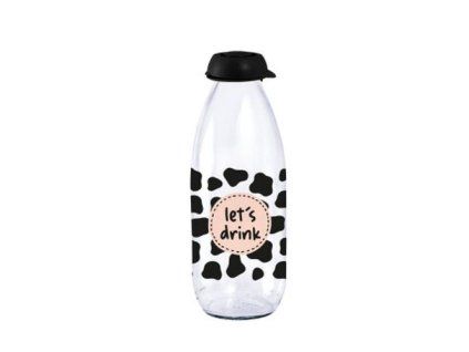 láhev 1,0l na mléko, LETS DRINK, plast.uzávěr, sklo