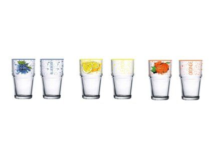 sklen. 350ml, 1ks, CITRON, BORŮVKY, POMERANČ, voda