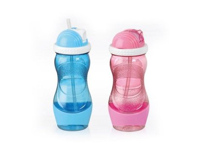 láhev 0,4l KÓNICKÁ, silik.brčko, 2barvy, (KNK) plast