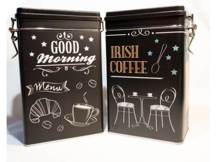 dóza plech. 7,8x12,2x18,6cm, COFFEE, patent., 3tm.dekory