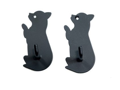 háček- 2ks-KOČKA-ČERNÝ 6,7x3,3cm kov, samolep.