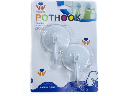 háček s přísavkou- 2ks-d5,5cm s páčkou, plast