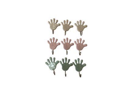 háček- 3ks-RUKA (3103), 5x4cm,  samolep., kov/plast
