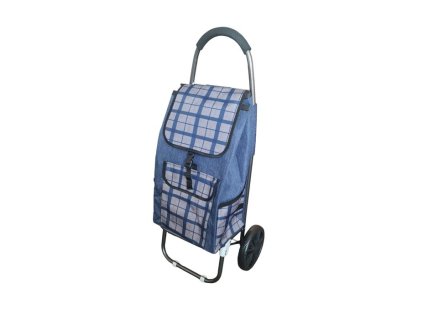 taška s kol., KÁRO modré, (24kg) přední, boční kapsy, textil