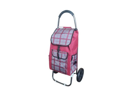 taška s kol., KÁRO červené, (24kg) přední, boční kapsy, textil