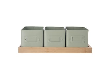 Květináč bylinky GREENISH 11,5x11,5 cm 3 ks+podtácek
