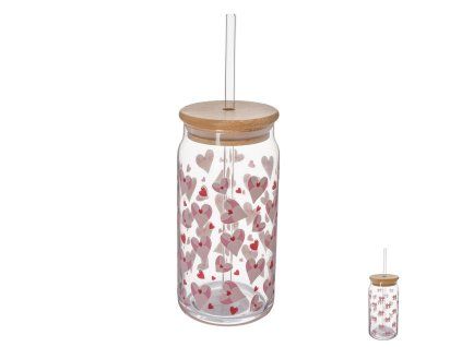 Sklenice s víčkem a brčkem 0,5 l 1 ks