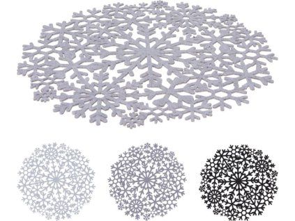 prostírání d37cm, ozdobné, 3barvy-transp., šedá, kouř., plast