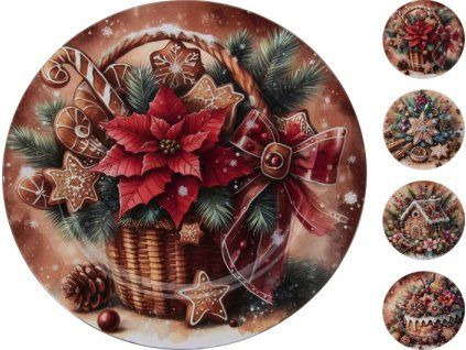 podnos d33cm, VÁNOČNÍ, 4druhy, plast