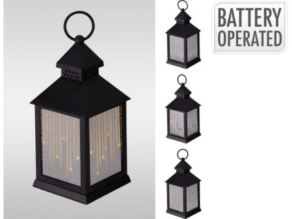 lucerna v.23cm, LED, s žárovkou, 3barvy, kov/sklo