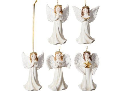 anděl 10cm, závěs, 4druhy, polystone
