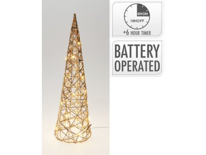 kužel 40cm, zlatý vánoční, LED osv. CHAMPAGNE