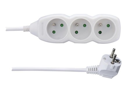 KABEL PRODLUŽOVACÍ 3 ZÁSUVKY 1,5M, BÍLÁ