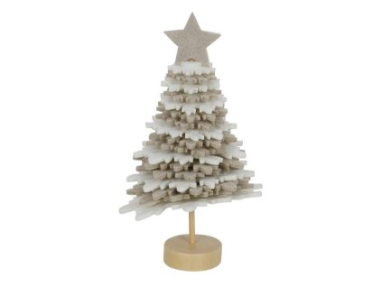DEKORACE VÁNOČNÍ STOMEČEK 16 CM, BÍLÁ/BÉŽOVÁ