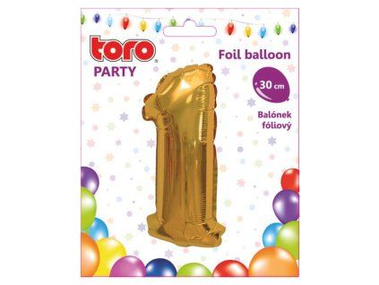 Balónek foliový TORO číslice 1 30cm zlatý