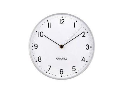 NÁSTĚNNÉ HODINY KULATÉ, PRŮM. 24,8CM, STŘÍBRNÝ RÁM