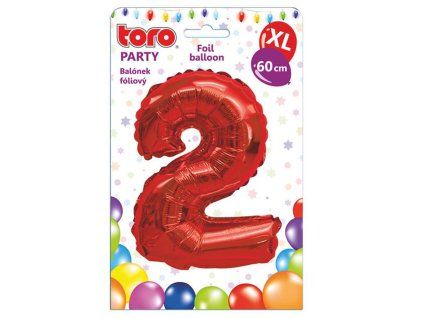 Balónek fóliový TORO XL číslice "2" 60cm červený