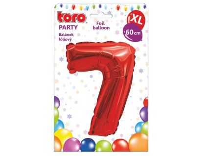 Balónek fóliový TORO XL číslice "7" 60cm červený