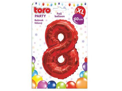 Balónek fóliový TORO XL číslice "8" 60cm červený