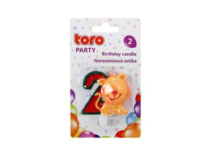 Dortová svíčka číslice "2" TORO zapichovací 5cm lev